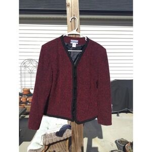Vintage Pendleton Womens Wool Jacket Size 16 Burgundy Red Tweed Cardigan Classic